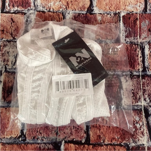 N2N Bodywear Men's Small White Sport Skin Mesh Stretch Singlet Wrestler - NWT - Picture 6 of 7